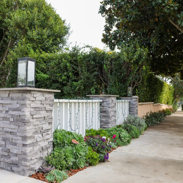 Front Yard Stone Pillar and Softscape