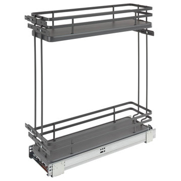 Two-Tier Sold Surface Pull Out Organizers With Soft Close, Gray, 7.25"