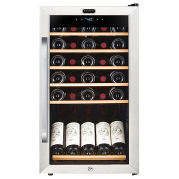 34 Bottle Freestanding Refrigerator with Display Shelf and Digital Control