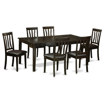 East West Furniture Henley 7-piece Wood Dining Table Set in Cappuccino