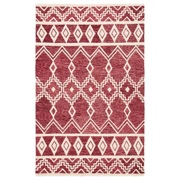 Safavieh Abstract Abt851Q Moroccan Rug, Red/Ivory, 4'x6'