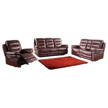 HomeRoots 75'' X 40'' X 44'' Modern Burgundy Sofa Set With Console Loveseat