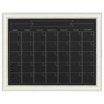 DesignOvation Macon Chalkboard Monthly Calendar, 23x29, Soft White