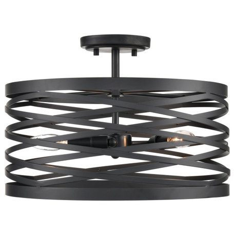 Millennium Lighting 170033 Annata 3 Light 16"W Semi-Flush Drum - Matte Black