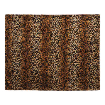Mina Victory Fur Leopard Faux Fur Brown Throw Blanket, 50"x60"