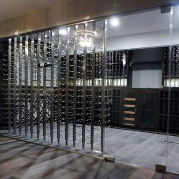 Basement Playroom Turned into a Contemporary Design Custom Wine Cellar