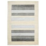 Amer Rugs - Blend Rutland Area Rug, Cream, 4'x6', Striped - With its unique colorblock design and a southwestern twist, this rug can fit into a variety of settings. Whether your home is farmhouse or contemporary, this earthy, super plush handmade rug will ground the room in beauty and design. Handwoven in India of the finest New Zealand wool with art silk added for sheen and added softness.