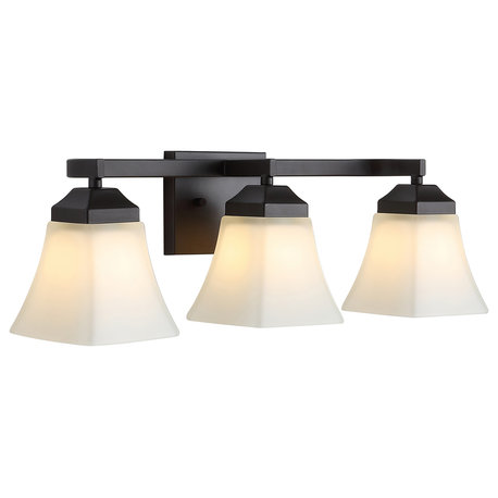 Staunton 1-Light Iron/Glass Modern LED Vanity Light, Oil Rubbed Bronze, 3-Light