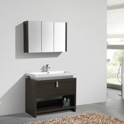 40 inch Gray Oak Modern Bathroom Vanity with Integrated Sink Top - Bathroom Vanities And Sink Consoles