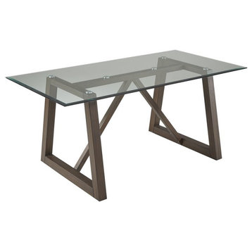 A-America Palm Canyon 72" Casual Glass Trestle Dining Table in Carob Brown