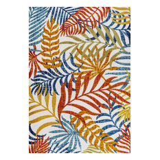 Tropics Palm Leaves Indoor/Outdoor Area Rug, Cream/Orange, 4 X 6