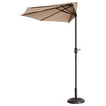 Villacera - Villacera 9' Outdoor Patio Half Umbrella With 5 Ribs Beige - Create a cool and comfortable spot in the smallest of spaces with the Villacera 9  Half Patio Umbrella to provide quality sun protection flush against a wall or side of your home. The easy to use hand-crank opens and closes the 9-foot canopy in seconds to block sunlight so you can relax in the shade during hot summer days. Constructed of durable steel, its 5 steel supporting ribs, powder coated steel pole and heavy-duty polyester fabric, this patio umbrella has the structure for superior to endure heat, wind, and rain! Simply crank the umbrella closed when not in use and use the built-in strap to secure it to the pole.