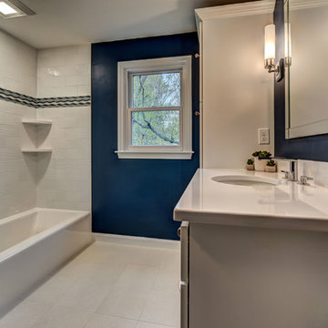 Blue Bathroom with Wave Accent