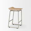 Givens Light Brown Solid Wood with Silver Metal Frame Counter Stool