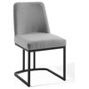 Amplify Sled Base Upholstered Fabric Dining Side Chair, Black Light Gray