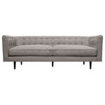 Armen Living - Annabelle 80" Gray Fabric Sofa with Black Wood Legs - Give a chic and glamorous update to your living space with our Annabelle Fabric Sofa with Black Wood Legs. The clean lines and sophisticated details of the couch lend a modern and elevated edge to any room. A stunning tufting detail upon the back and arms lend a dose of charm and elegance. Elevated upon cylindrical wooden legs to attain a modern and airy profile, the Annabelle brings traditional chesterfield and modern style themes together. The sofa features a sheltering silhouette and generously padded arms to ensure a comfortable stay. Completed with boxy and generously cushioned seats, the sofa invites you to sink in and relax. It remains an ideal piece for anchoring your family room, man cave, den, or formal living space. Allowing you to entertain in style, our sofa offers a plush respite for your family and friends. It is available in a variety of materials and finishes to create the perfect look for your home. The Annabelle Sofa comes in Bluestone or Fossil Gray Velvet, or Gray Fabric with Black Wood Legs.