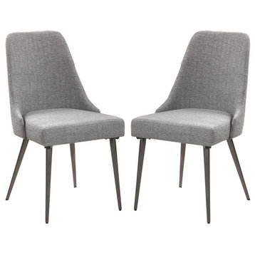 Set of 2 Dining Chair, Gray and Gunmetal