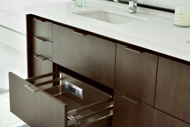 Bathroom - transitional master bathroom idea in San Francisco with white countertops