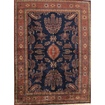 Pasargad Home Sarouk Hand-Knotted Lamb's Wool Area Rug 8' 5" X 11' 8" Navy
