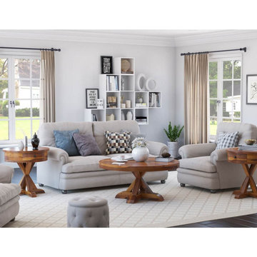 Floreo Solid Wood 3 Piece Round Coffee Table Set