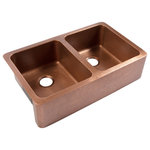 Sinkology - Adams Copper 36" Double Bowl Farmhouse Apron Front Undermount Kitchen Sink - Sometimes "classic" is "classic" for a reason. The beautiful, copper apron front of the Adams farmhouse kitchen sink is both classic and striking, while immediately elevating any space. The double bowl design allows space for washing and drying at the same time. Our durable, solid copper sinks are hand-hammered by skilled craftsman and protected by our lifetime warranty.