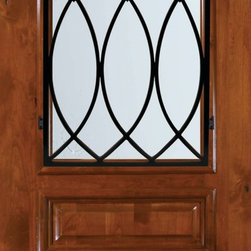 Slab Single Door 96 Wood Alder La Salle Arch Top Arch Lite - Front Doors
