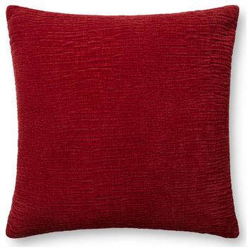 Loloi Pillow, Red, 22''x22'', Cover With Down