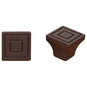 RK International, Small Contemporary Square Knob 7/8", Rubbed Bronze