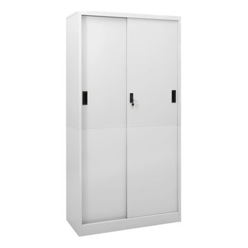 vidaXL Office Cabinet with Sliding Door Light Gray 70.9" Steel Side Cabinet