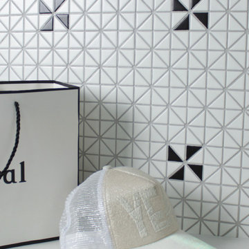 Triangular Windmill Pattern Porcelain Mosaic Tile, Wall decor