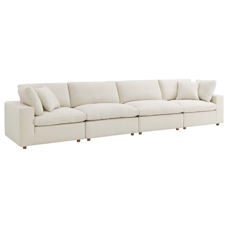 Commix Down Filled Overstuffed 4 Piece Sectional Sofa Set, Light Beige