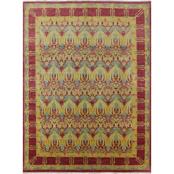 Hand-Knotted Morris Design Oriental Rug, 8'10"x11'9"