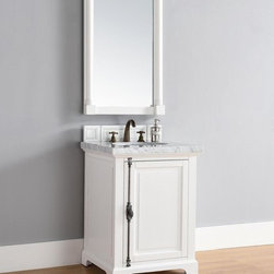 26 inch Cottage White Finish Single Sink Traditional Bathroom Vanity Optional Co - Bathroom Vanities And Sink Consoles