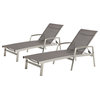 GDF Studio Joy Outdoor Mesh and Aluminum Chaise Lounge, Gray, Set of 2