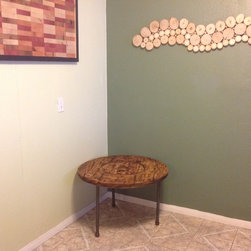 Reclaimed Modern Rustic Wood Spool Coffee / End Table - Coffee Tables