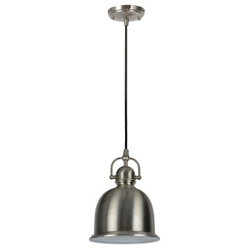 61006 Adjustable 1-Light Hanging Mini Pendant Ceiling Light, Brushed Nickel