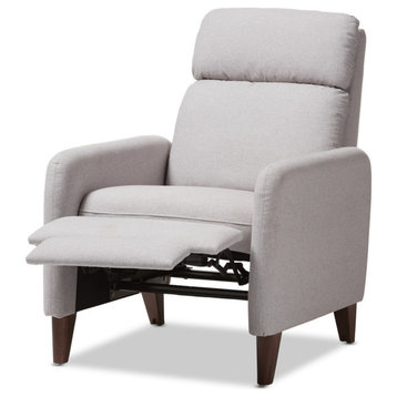 Casanova Mid-Century Modern Upholstered Lounge Chair, Light Gray
