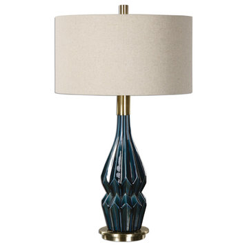 Uttermost Ceramic Lamp, Prussian Blue