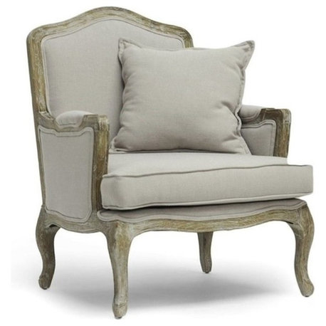 Atlin Designs 18.5'' Rubber Wood/Linen Accent Chair in Beige