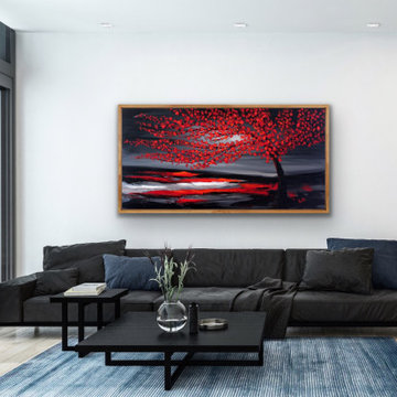 red tree art Modern Contemporary Paintings for Family Room