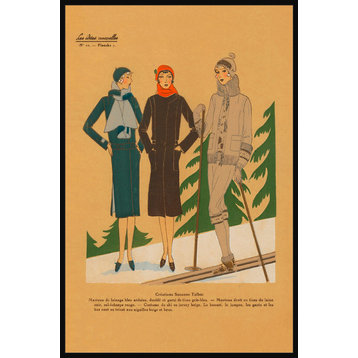 "Ladies Skiing" Floater Framed Painting Print on Canvas, 40"x60"