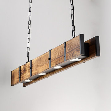 Wooden chandelier bar decor dining room led downlight pendant lamp