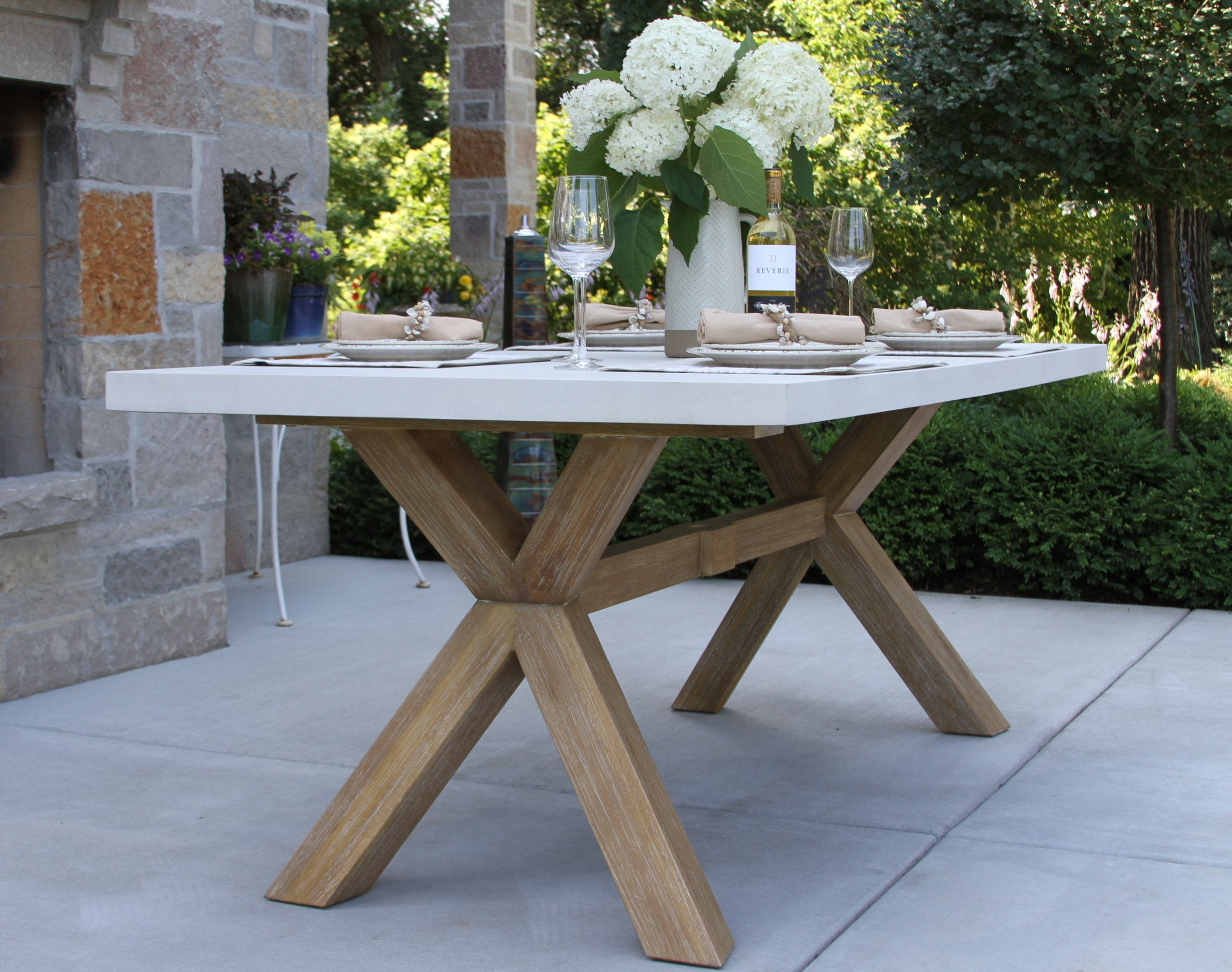 Ivory Composite and Eucalyptus Wash Dining Table