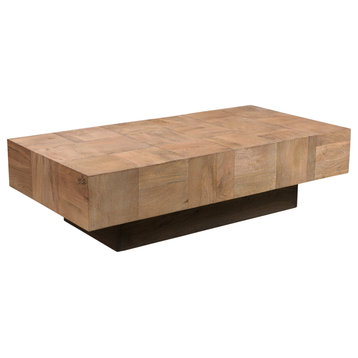 Camilla Solid Wood Coffee Table, Hazelnut, Rectangular