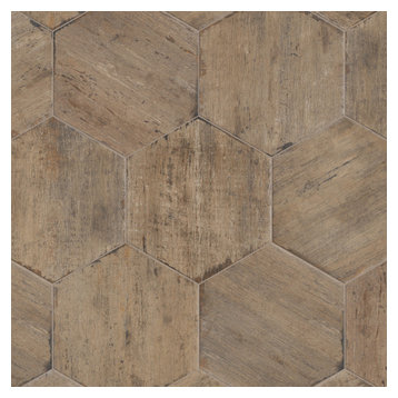 SomerTile Retro Hex 14.13" x 16.25" Porcelain Floor and Wall Tile, Terra