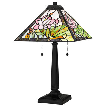 Luxury Natural Tiffany Table Lamp, Matte Black, UQL7012