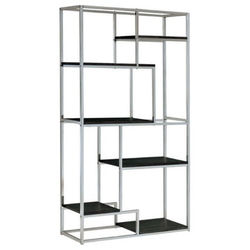 Bowery Hill Modern Metal 6-Shelf Bookcase in Chrome