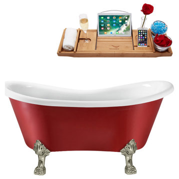 62" Streamline N1021BNK-IN-CH Clawfoot Tub and Tray With Internal Drain