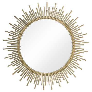 Luxe 42" Gold Sunburst Round Wall Mirror