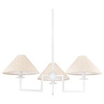 Mitzi - Gladwyne 3 Light Chandelier, Steel - The modern sculptural feel created by Gladwyne's clean lines and sharp angles is softened by the Natural Linen shade and Texture White finish. Make a sophisticated statement overhead or on the wall. The tonal color play blends with a variety of interior styles. Part of our Ariel Okin x Mitzi Tastemakers collection.